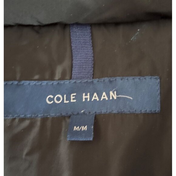 Cole Haan Coat Womens Med Black Puffer Quilted Down Zip Pockets Hooded - Picture 3 of 9